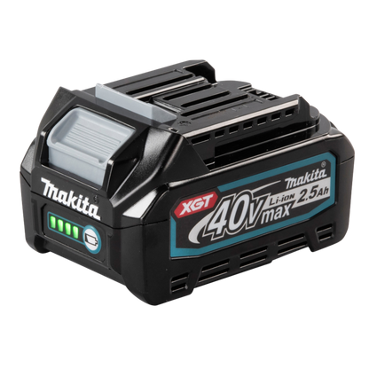 Makita BL4025 XGT 40V Max 2.5Ah lithium-ion battery with integrated charge level indicator.