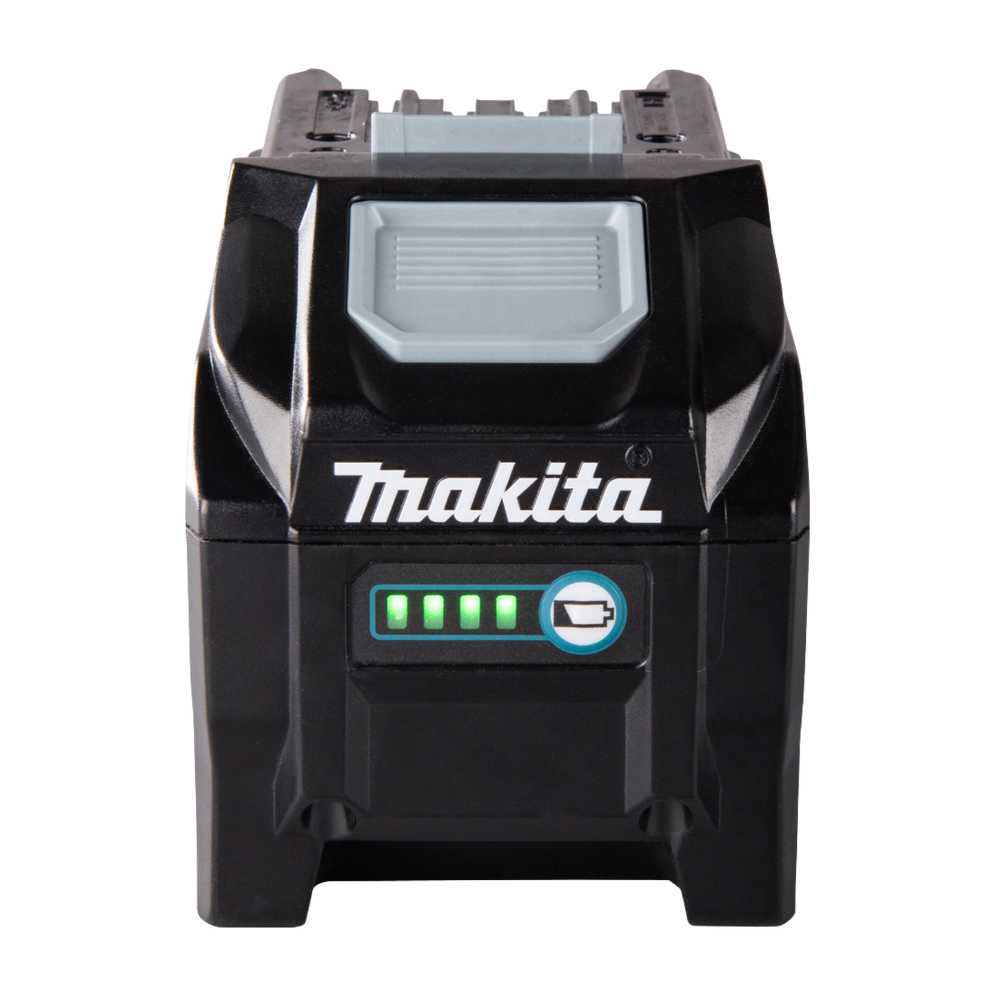 Makita BL4050F XGT 40V Max 5.0Ah lithium-ion battery with charge indicator and digital tool communication.