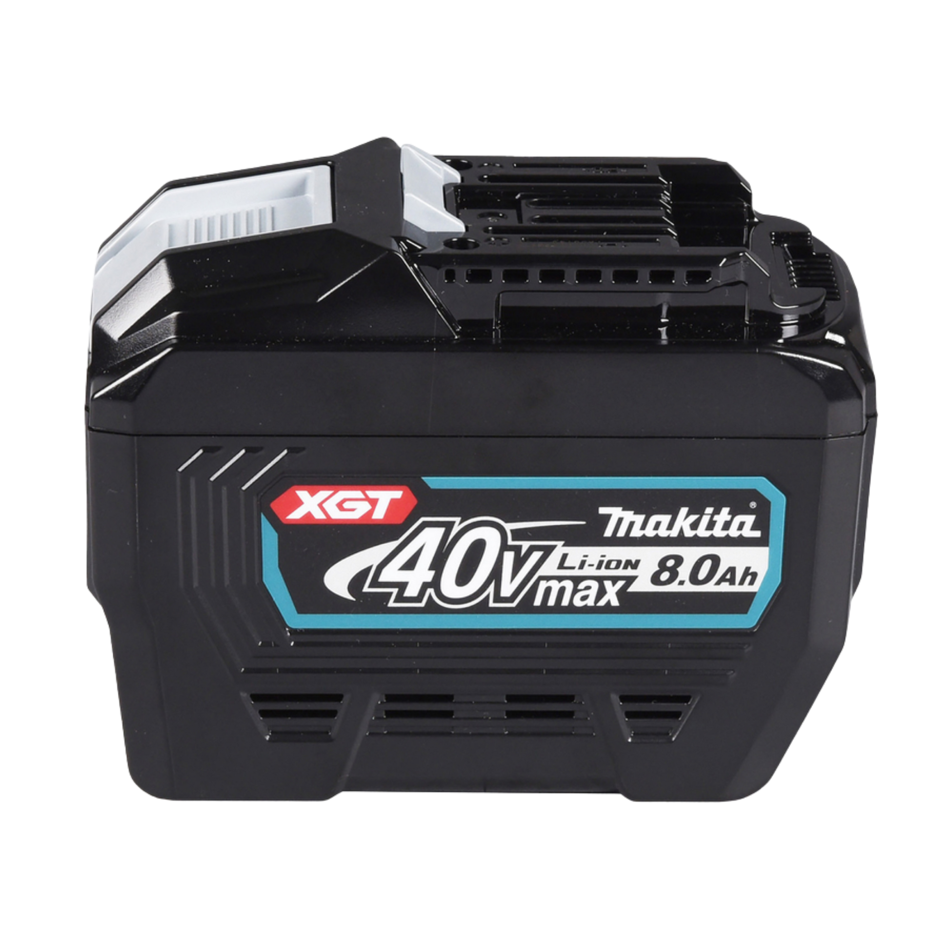 Makita 40V max Li-ion 8.0Ah battery on a white background