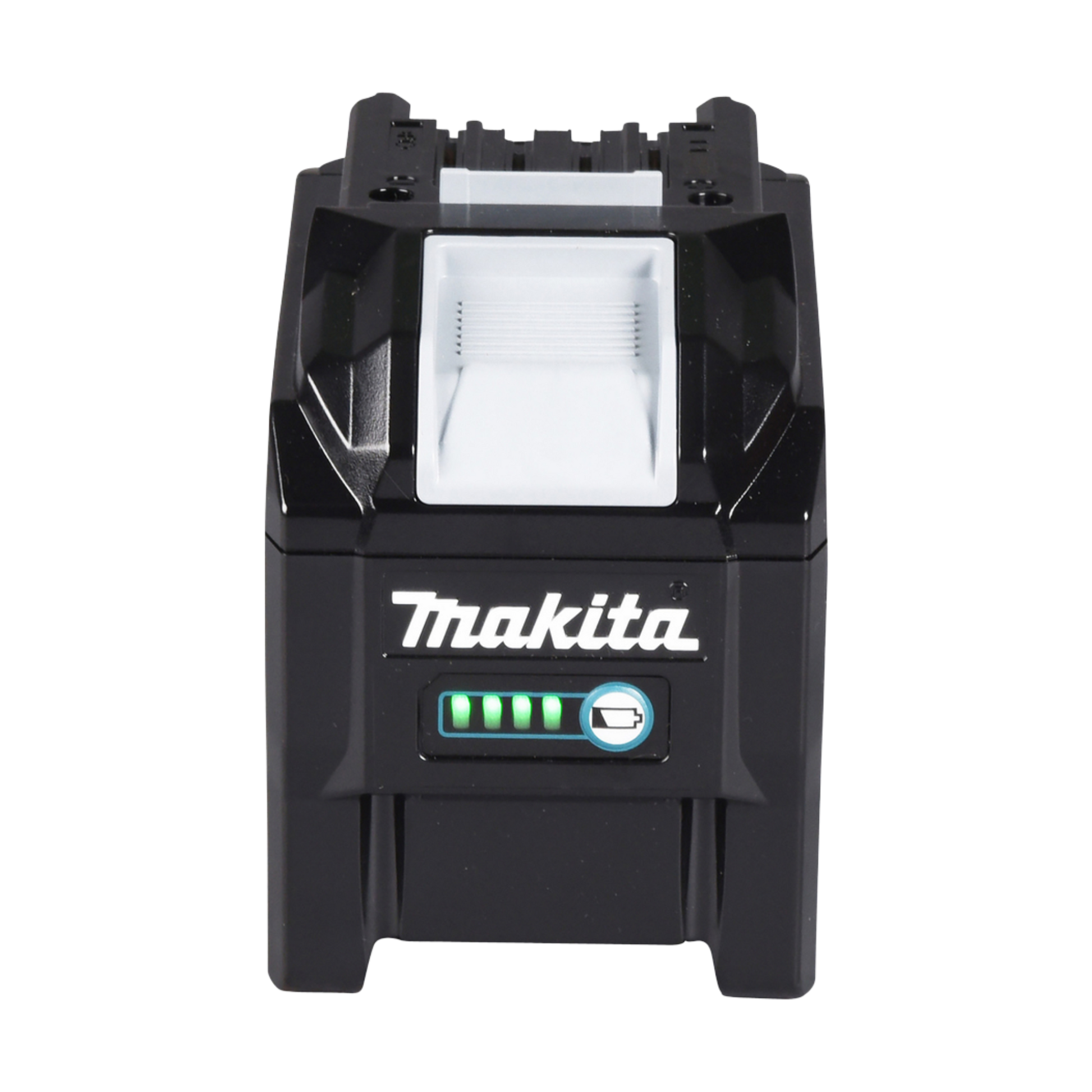 Makita BL4080F XGT 40V Max 8.0Ah lithium-ion battery with charge indicator and maximum runtime performance.