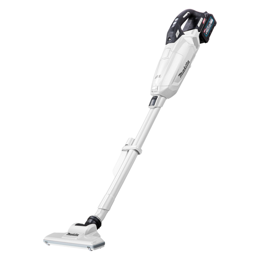 Makita CL002GZ07 cordless stick vacuum cleaner with 0.5L dust container, brushless motor and LED work light.