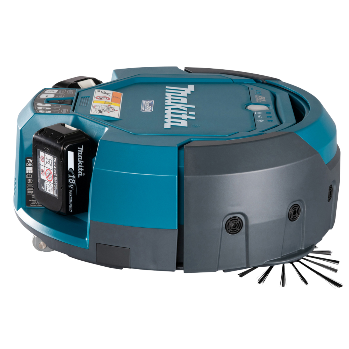 Makita DRC200Z commercial robotic vacuum cleaner with autonomous cleaning, obstacle detection and 2.5L dust capacity.