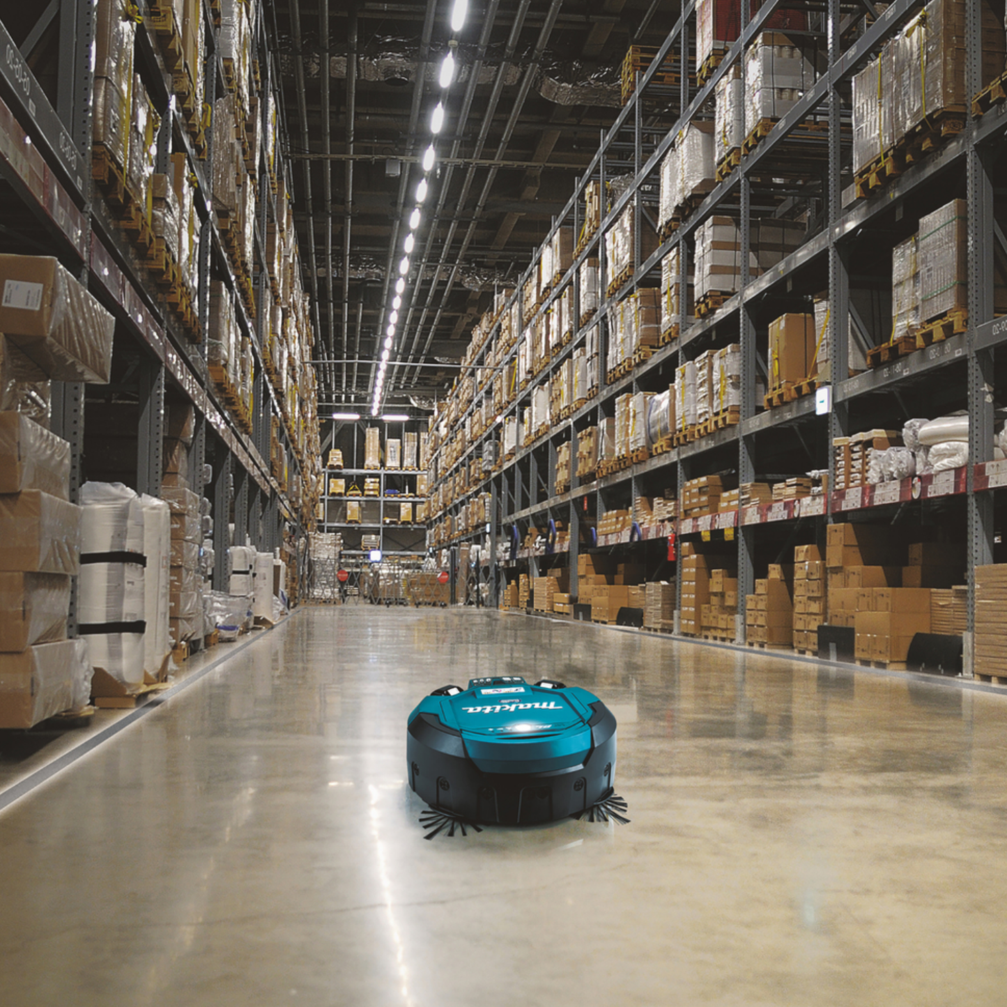 Robotic vacuum cleaner in a warehouse setting