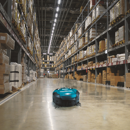 Robotic vacuum cleaner in a warehouse setting