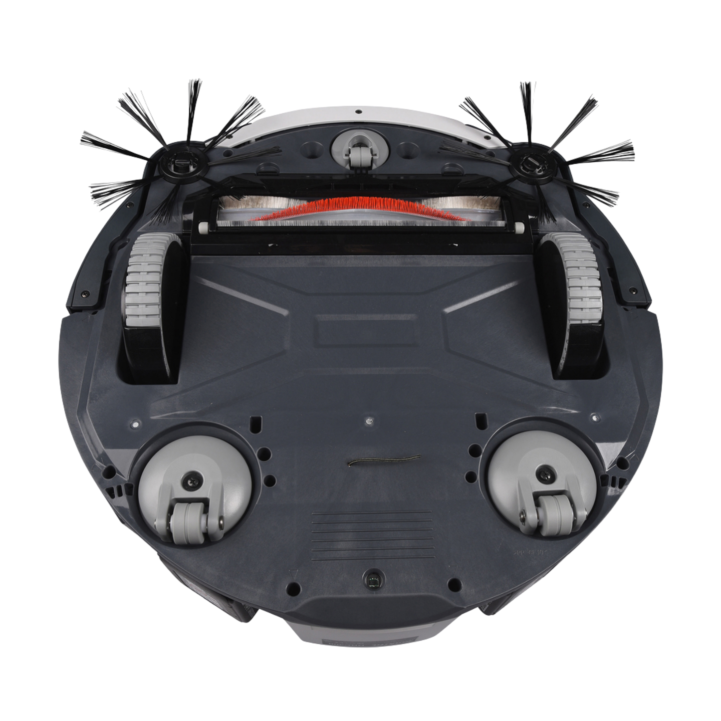 Top view of a robot vacuum cleaner on a white background