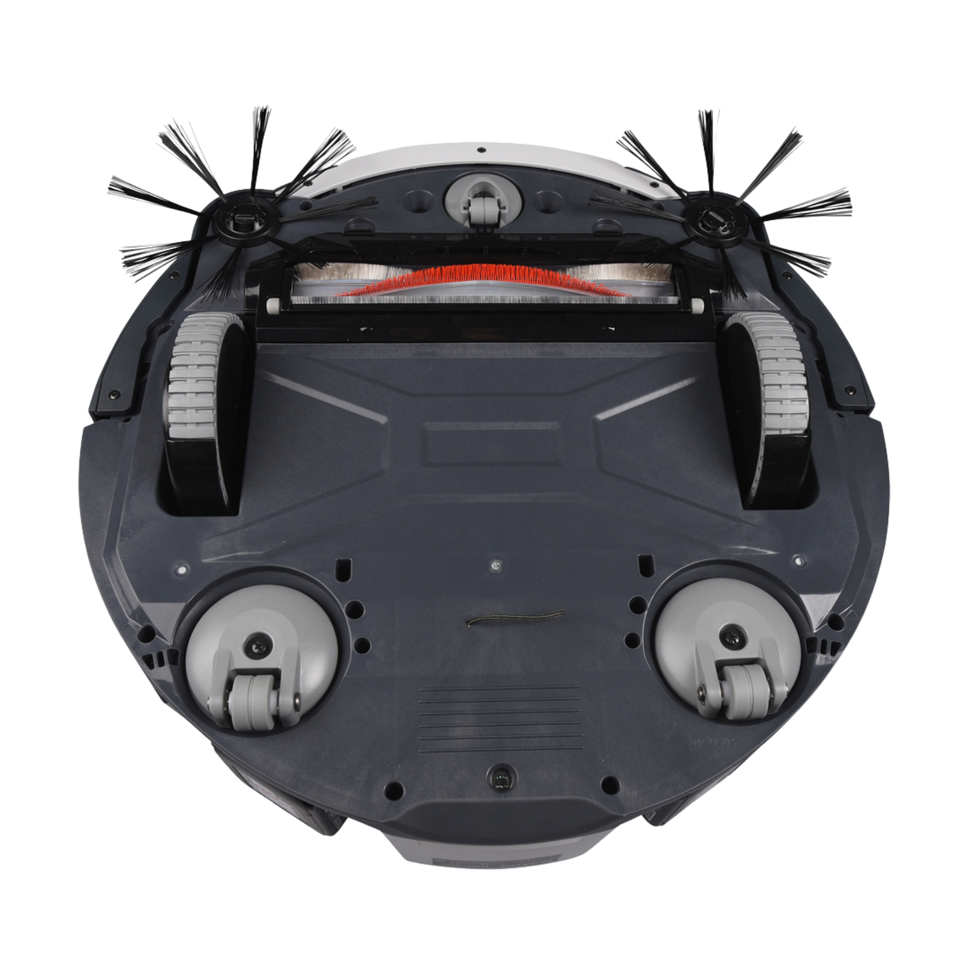 Top view of a robot vacuum cleaner on a white background