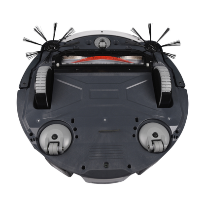 Top view of a robot vacuum cleaner on a white background
