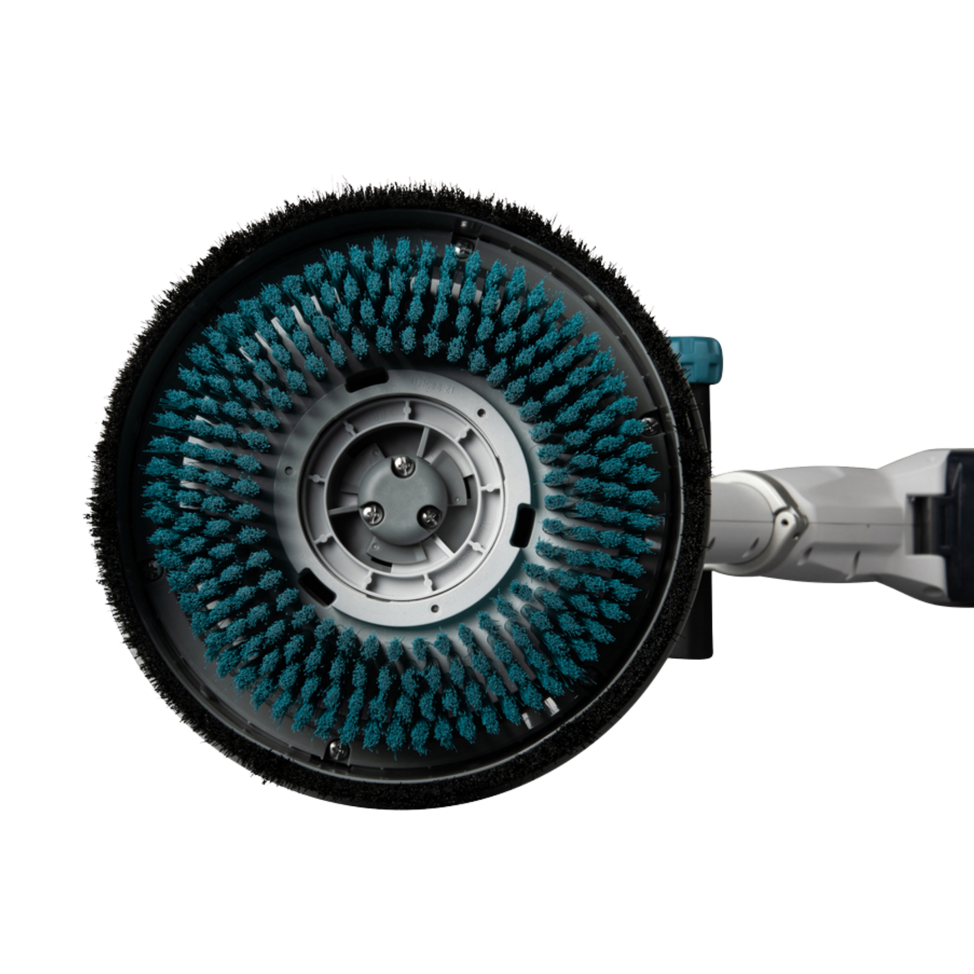 Cleaning brush with blue bristles on a white background
