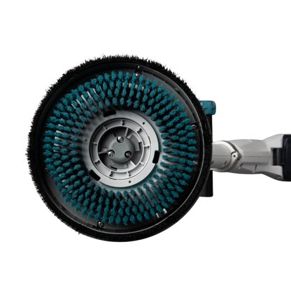 Cleaning brush with blue bristles on a white background