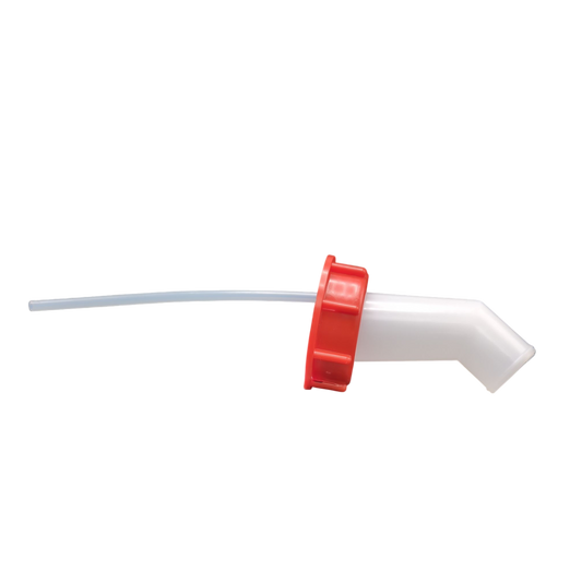 White and red pouring spout for jerrycans DIN61