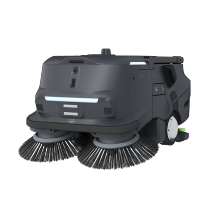 PUDU MT1 autonomous AI robotic sweeper with smart waste recognition and LiDAR navigation for large commercial facilities.