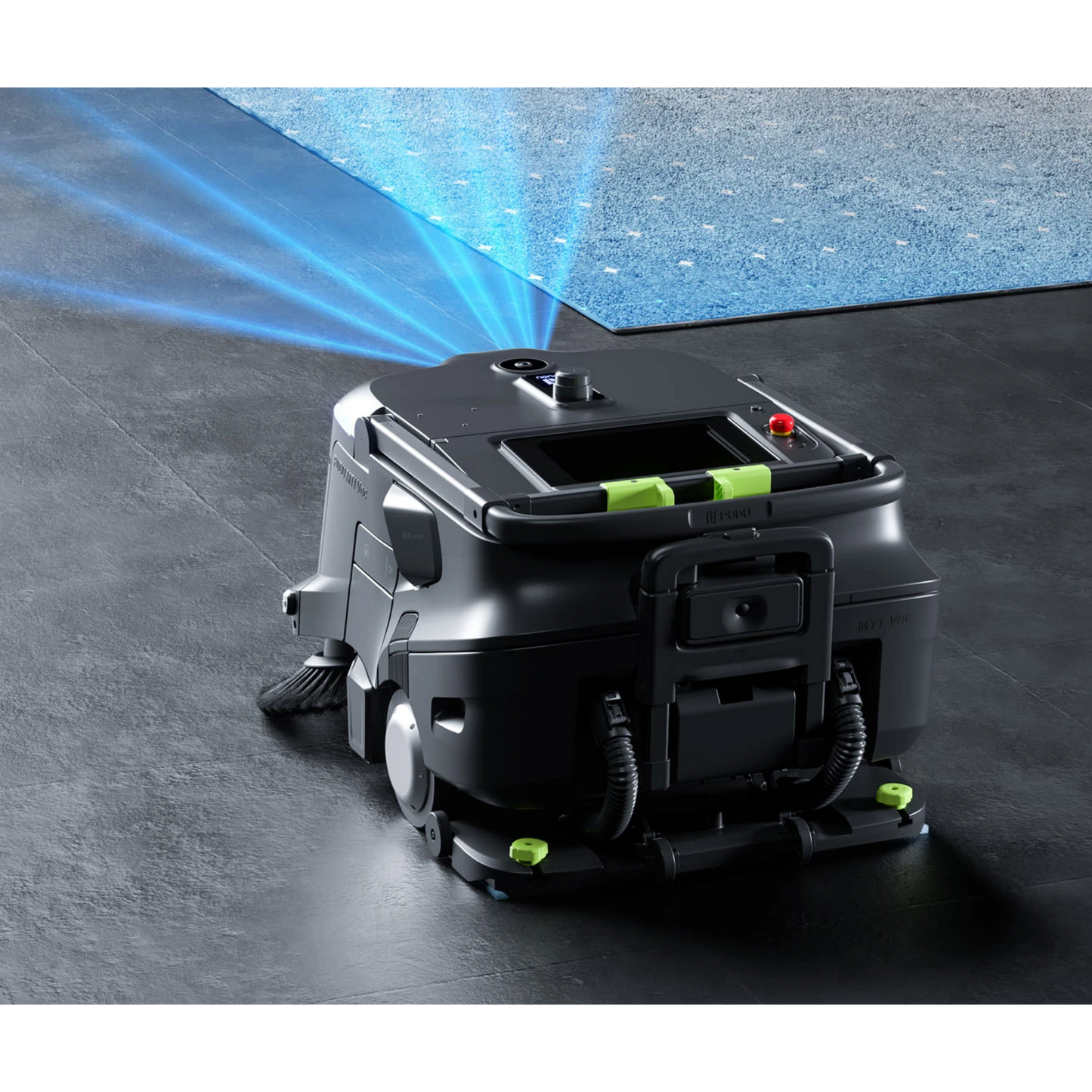 PUDU MT1 Vac AI robotic vacuum sweeper with HEPA filtration and autonomous navigation for commercial and industrial cleaning.
