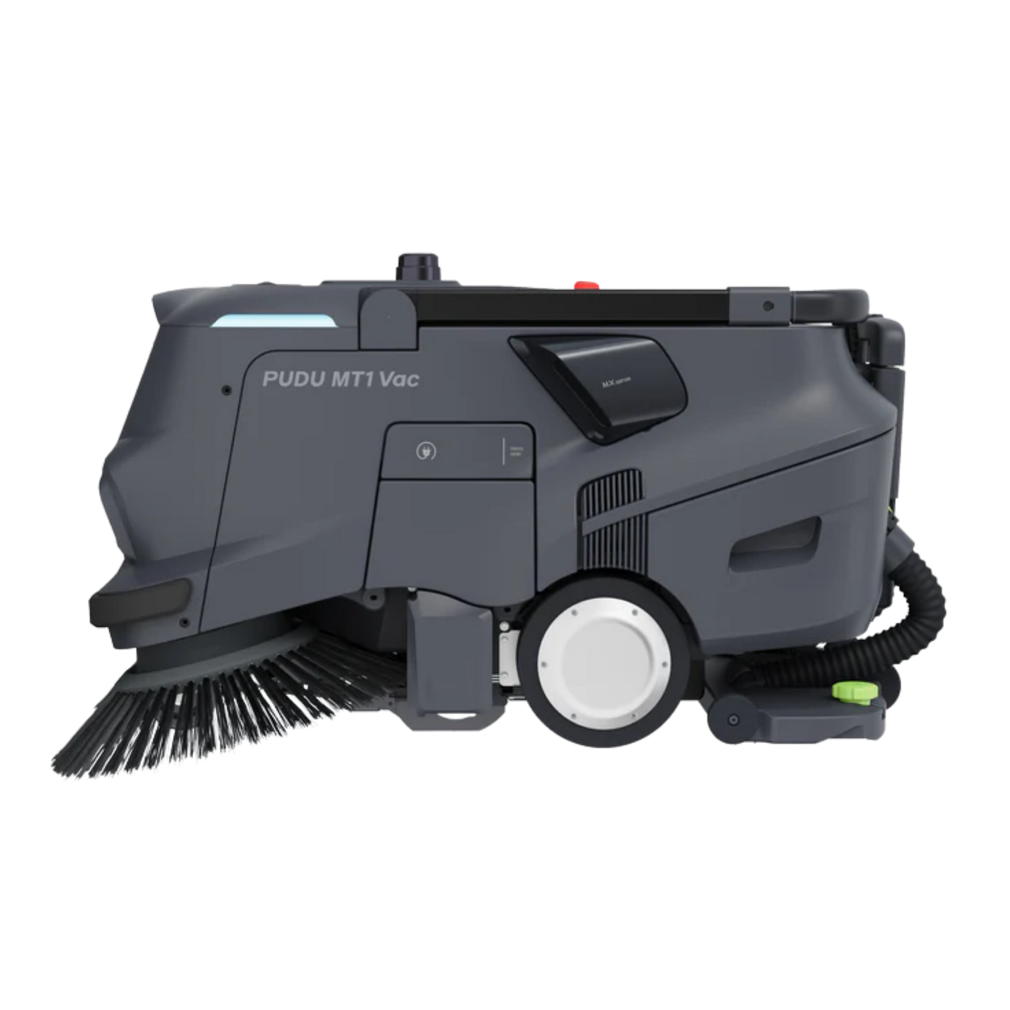 PUDU MT1 Vac AI robotic vacuum sweeper with HEPA filtration and autonomous navigation for commercial and industrial cleaning.