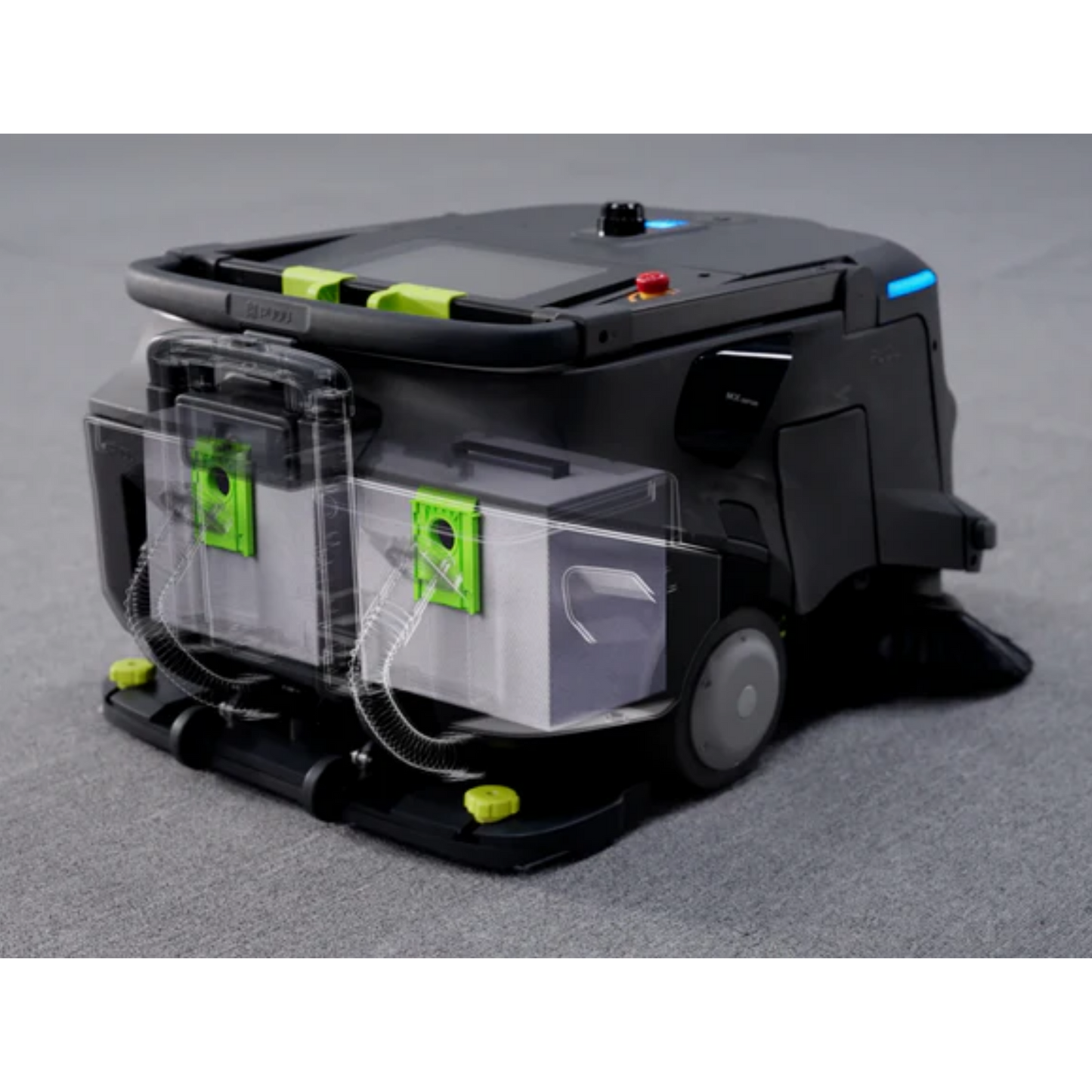 PUDU MT1 Vac AI robotic vacuum sweeper with HEPA filtration and autonomous navigation for commercial and industrial cleaning.