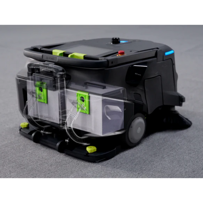 PUDU MT1 Vac AI robotic vacuum sweeper with HEPA filtration and autonomous navigation for commercial and industrial cleaning.