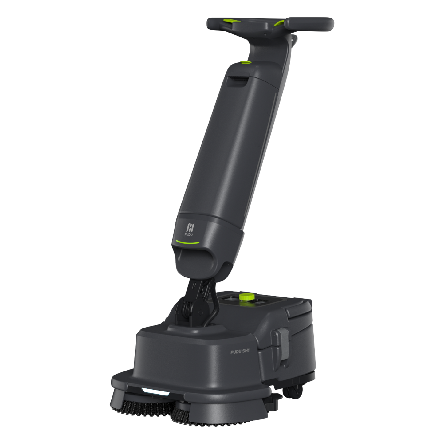 PUDU SH1 smart upright scrubber dryer for professional floor cleaning, scrubbing and rapid drying.