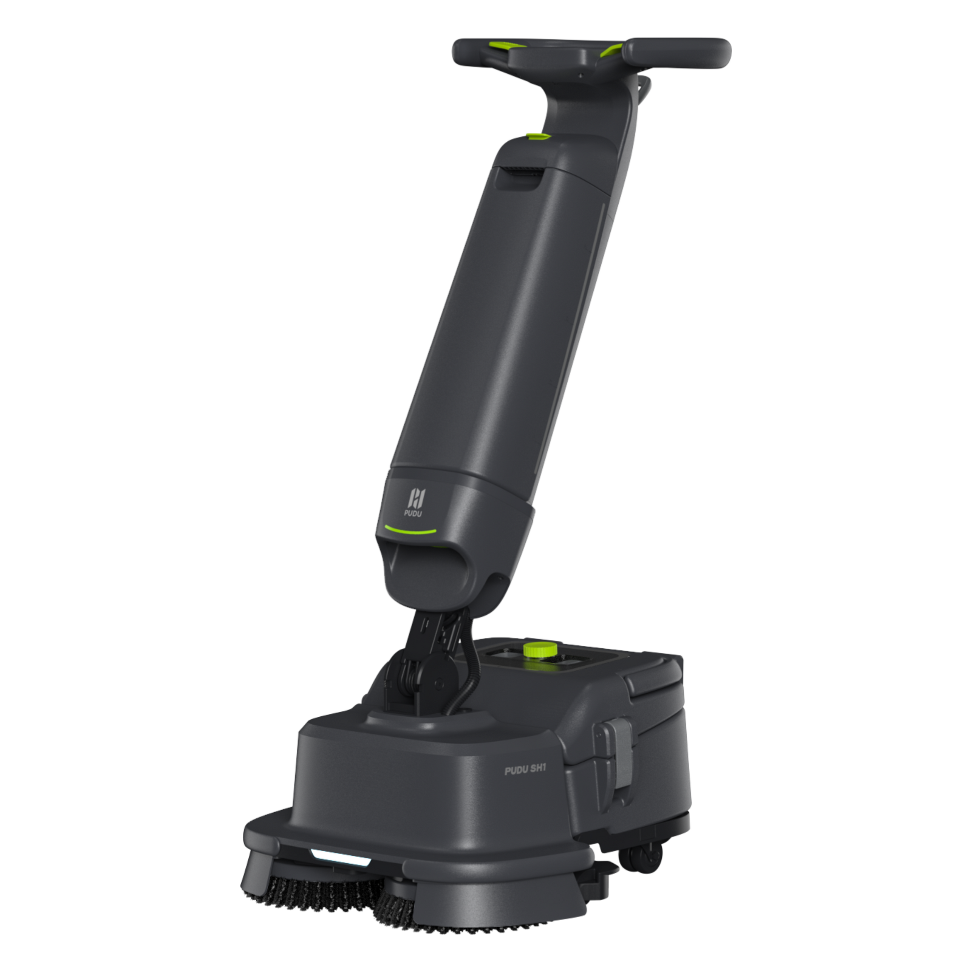PUDU SH1 smart upright scrubber dryer for professional floor cleaning, scrubbing and rapid drying.