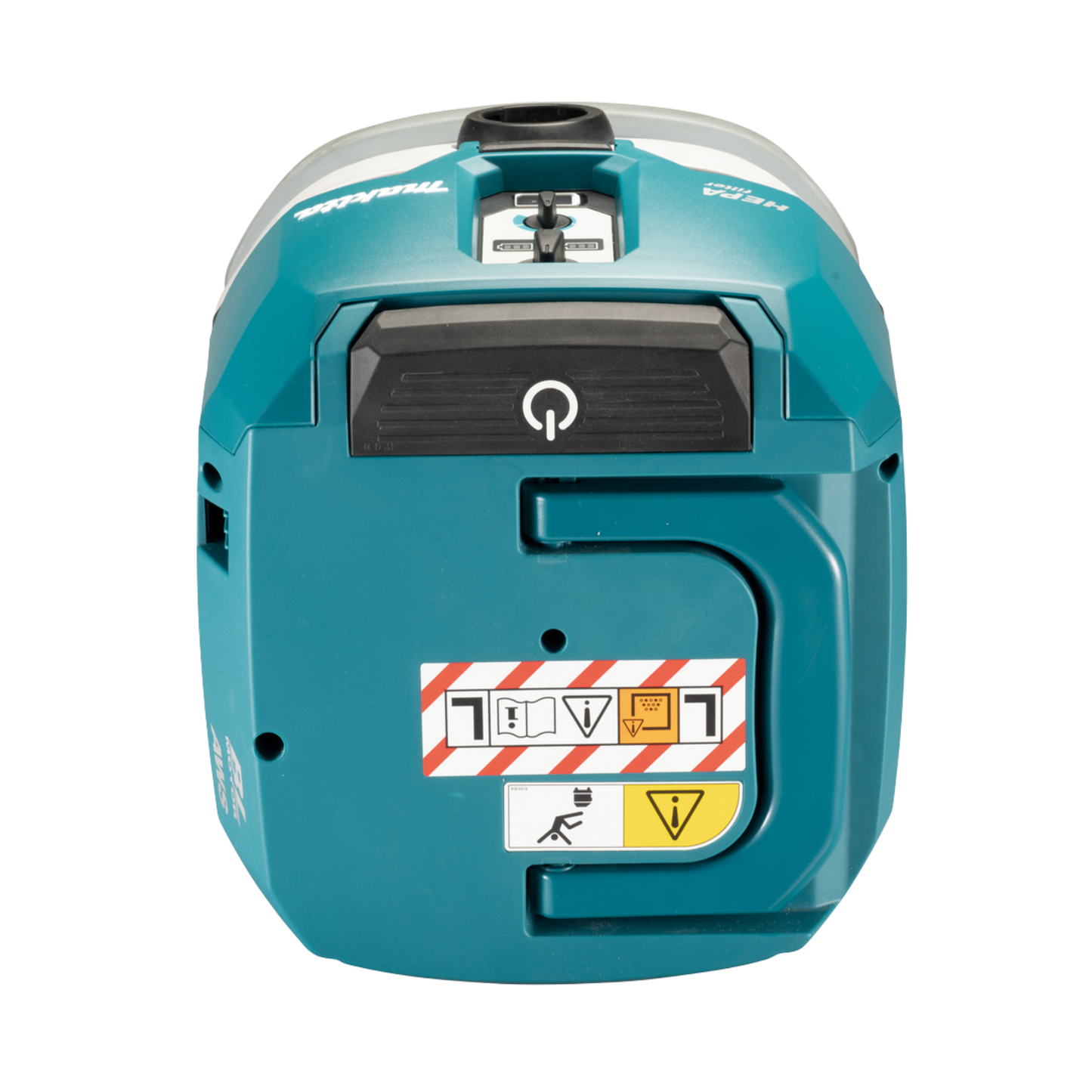 Makita VC002GLZ01 cordless 8L vacuum cleaner with HEPA filtration, AWS Bluetooth connectivity and Dust Class L certification.