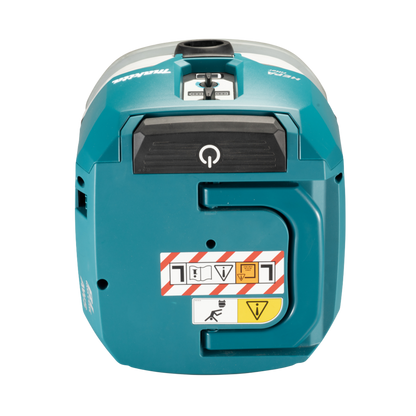 Makita VC002GLZ01 cordless 8L vacuum cleaner with HEPA filtration, AWS Bluetooth connectivity and Dust Class L certification.