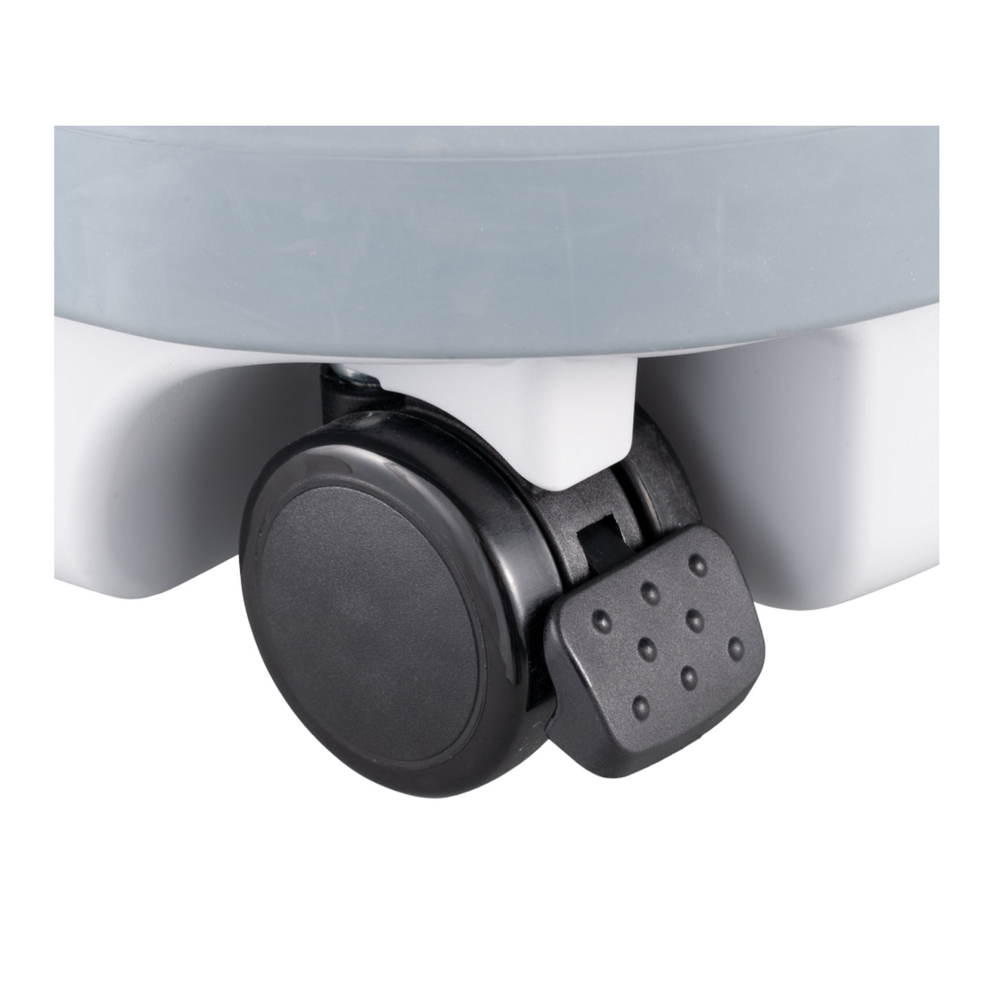 Close-up of a black wheel on a white background