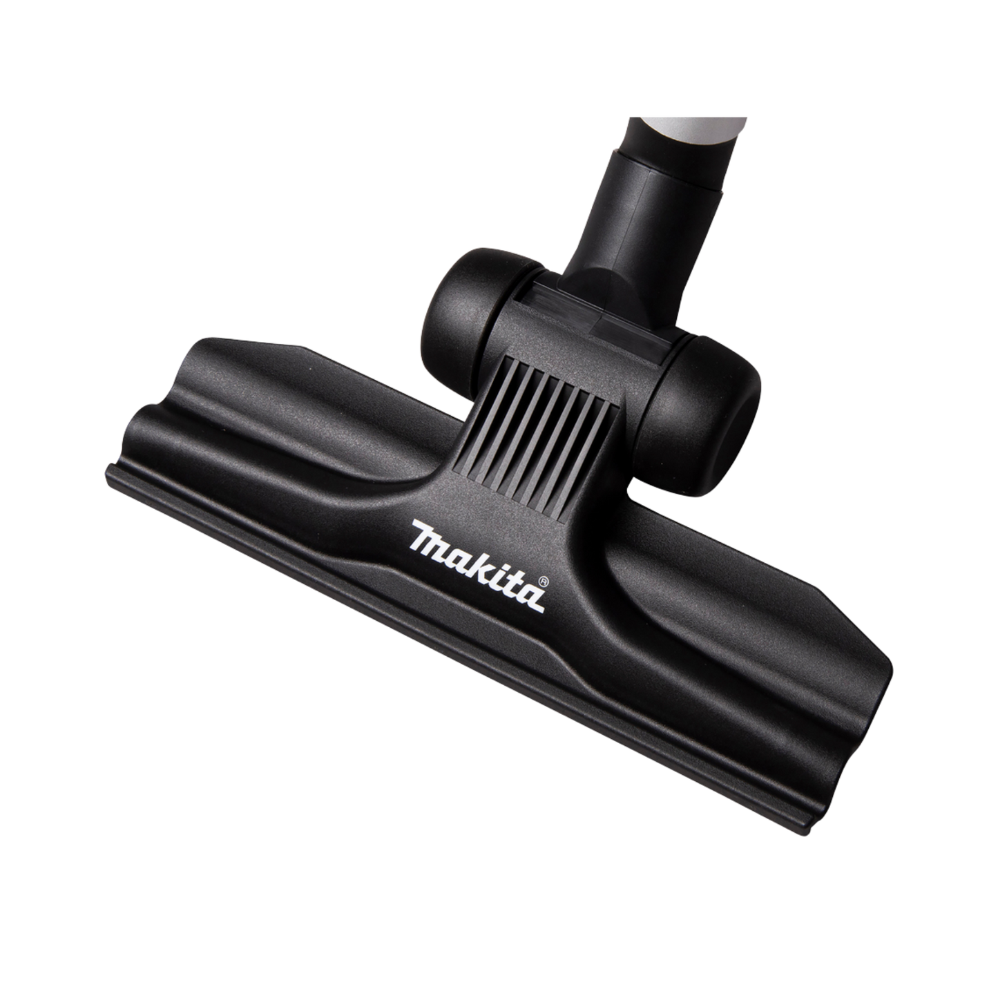Black Makita vacuum attachment on a white background