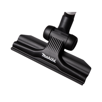 Black Makita vacuum attachment on a white background