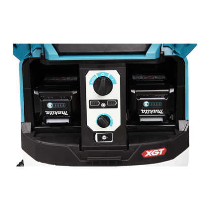 Makita VC004GLZ01 cordless 15L vacuum cleaner with HEPA filtration, AWS Bluetooth connectivity and L-Class certification.