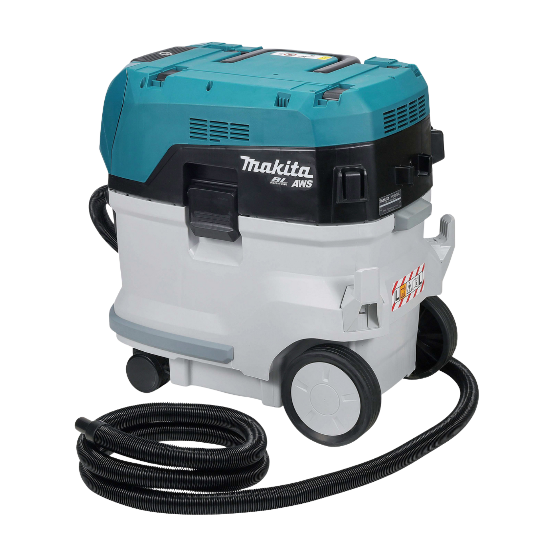 Makita VC007GLZ01 cordless 40L  vacuum cleaner with HEPA filtration and AWS Bluetooth connectivity.