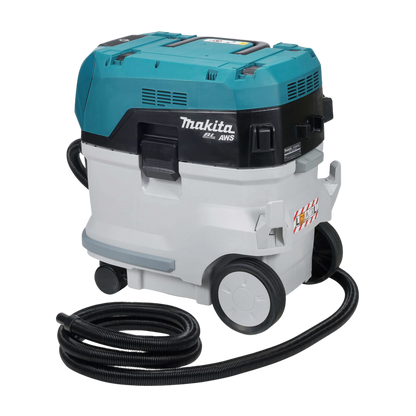 Makita VC007GLZ01 cordless 40L  vacuum cleaner with HEPA filtration and AWS Bluetooth connectivity.