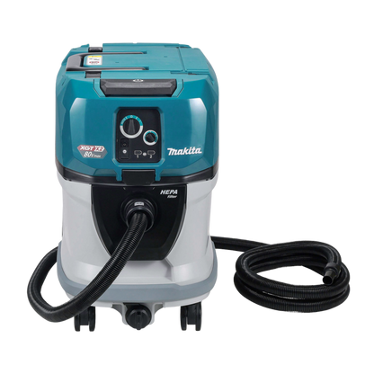 Makita vacuum cleaner with HEPA filter on a white background