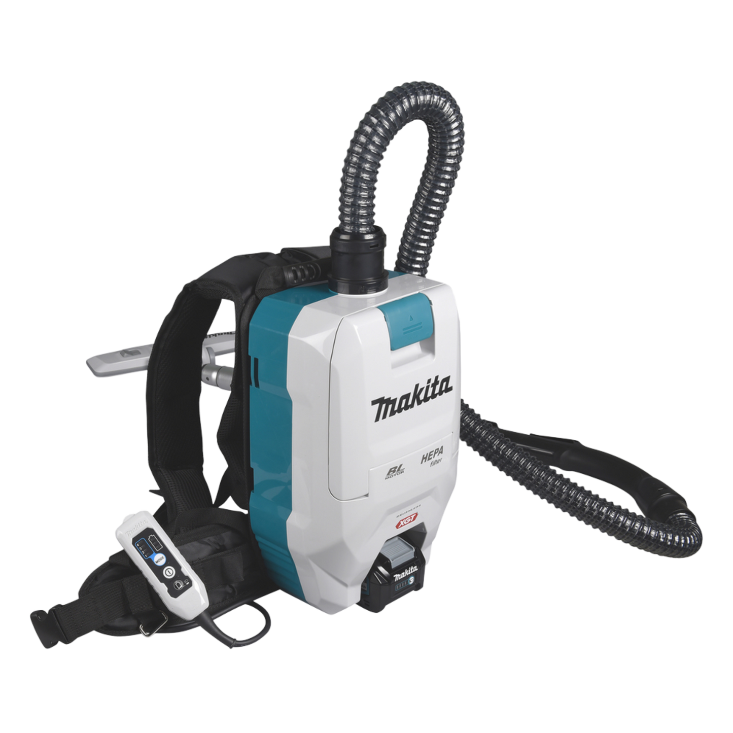 Makita backpack vacuum cleaner on a white background