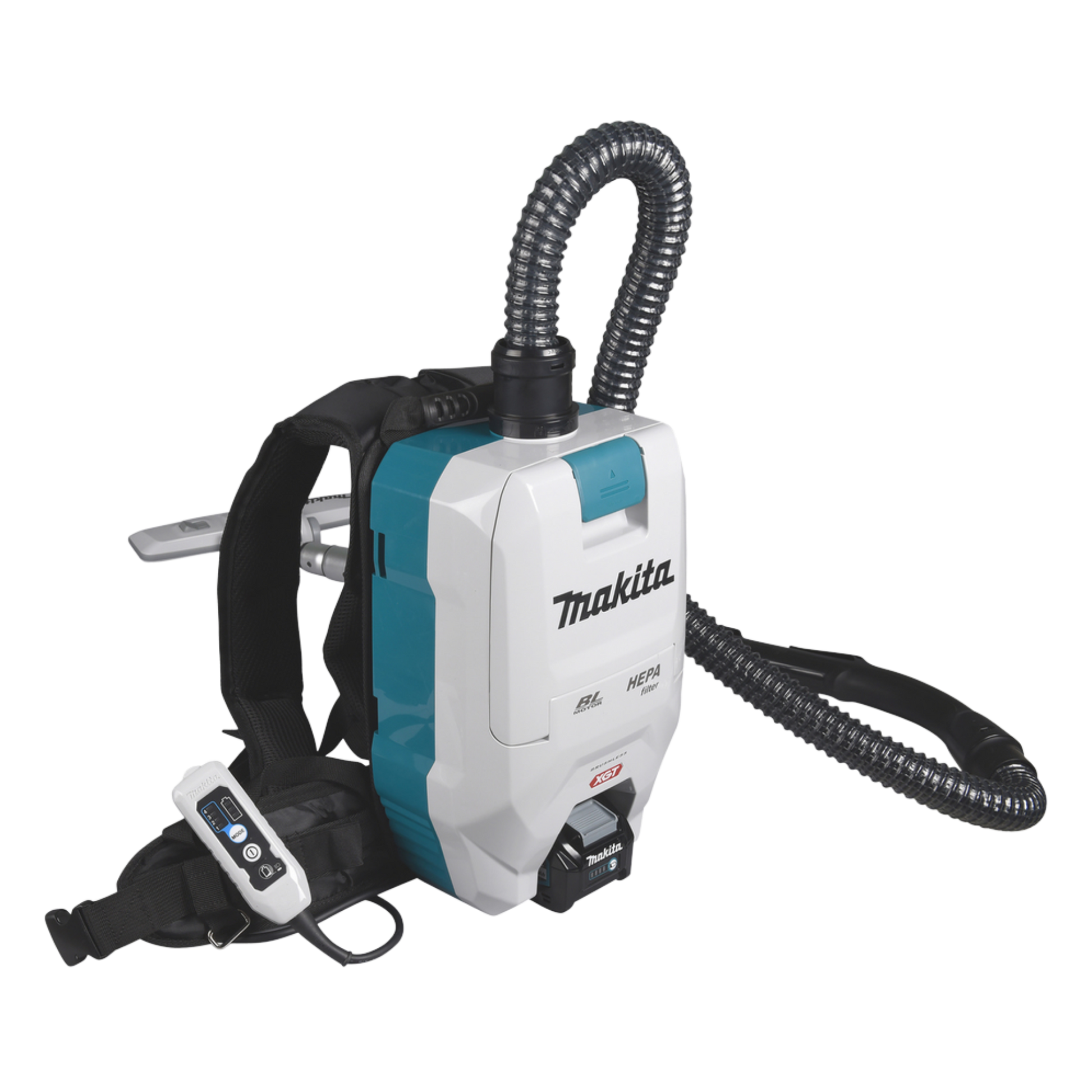 Makita backpack vacuum cleaner on a white background