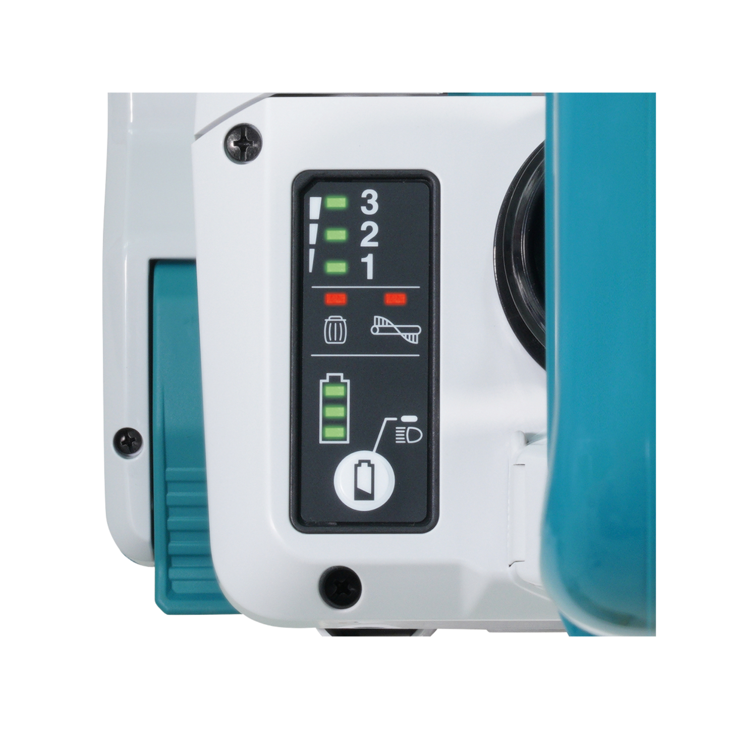 Close-up of a device with a digital display and control buttons on a white background