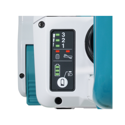 Close-up of a device with a digital display and control buttons on a white background