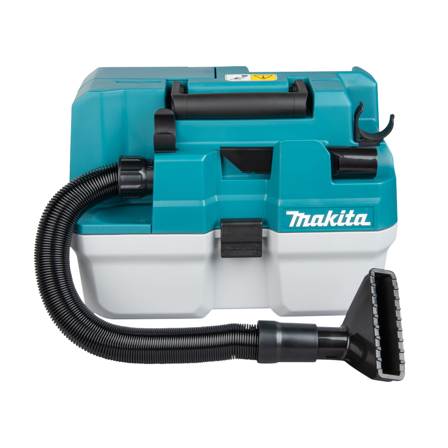 Makita vacuum cleaner with hose and attachment on a white background