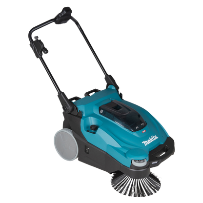 Makita VS001GZ cordless sweeper with HEPA dust filtration and 24 L waste container, supplied without battery or charger.