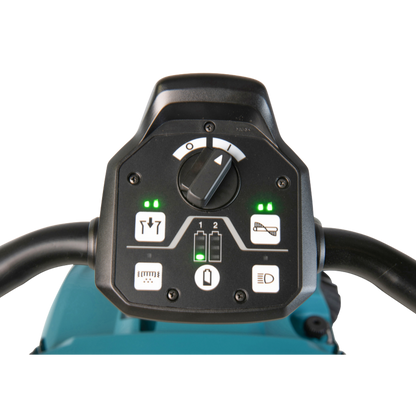 Makita VS001GZ cordless sweeper with HEPA dust filtration and 24 L waste container, supplied without battery or charger.