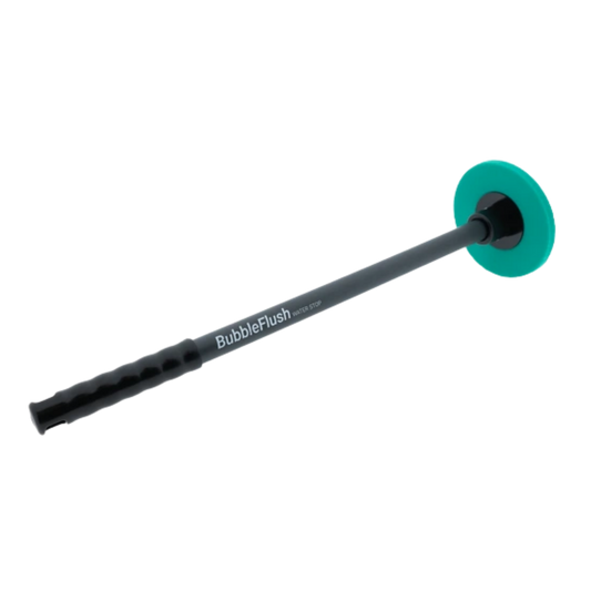 BubbleFlush Waterstop for chemical-free toilet cleaning and water level control in toilet bowls.